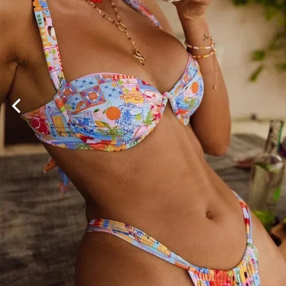 Bydee Other - Bydee Bikini Set Cabana Print Ventura Top Cypress Bottom XS